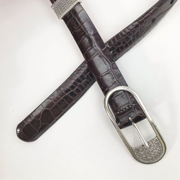Brighton Brown Leather Weave and Reptile Pattern Belt - Picture 3 of 13